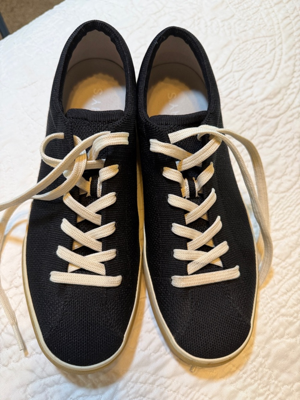 Rothy's Black Knit Sneakers with White Laces